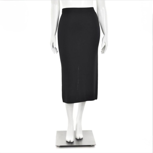 St. John Basics Black Santana Knit Midi Skirt - Picture 1 of 10